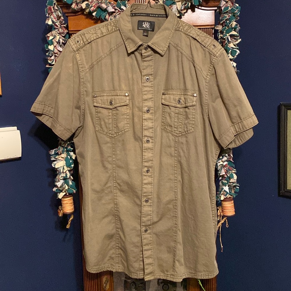 Olive green rock and republic shirt